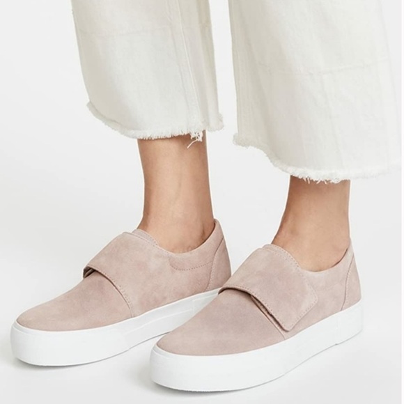 Vince Cage Platform Sneaker Pink Blush Putty Suede Size 8 EU 38 Slip On Comfort - Picture 1 of 16